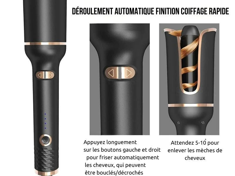 Fer à Friser à Rotation Automatique – Boucles Parfaites et Durables