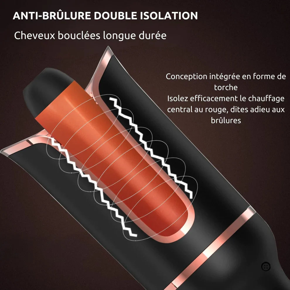Fer à Friser à Rotation Automatique – Boucles Parfaites et Durables