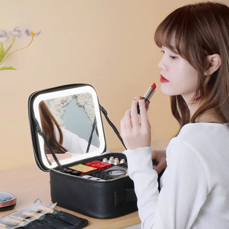 Mallette Cosmétique LED Intelligente avec Miroir – Éclairage Naturel