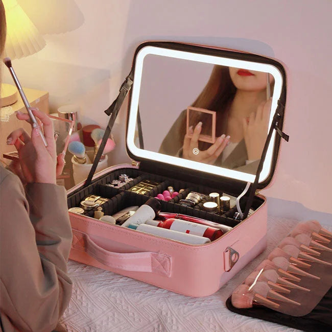 Mallette Cosmétique LED Intelligente avec Miroir – Éclairage Naturel
