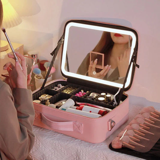 Mallette Cosmétique LED Intelligente avec Miroir – Éclairage Naturel